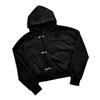 American Style Solid Color Hooded Sweatshirt Button Embroidered Letter Streetwear Jacket Teens To Adults