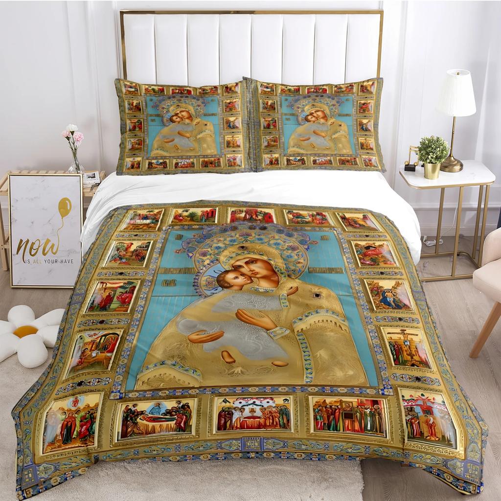 Kind Blesed Virgin MMary All Season Duvet Cover Comforter Bedding Collection Soft Quilt Cover And Pillowcases Singledoublequeenking