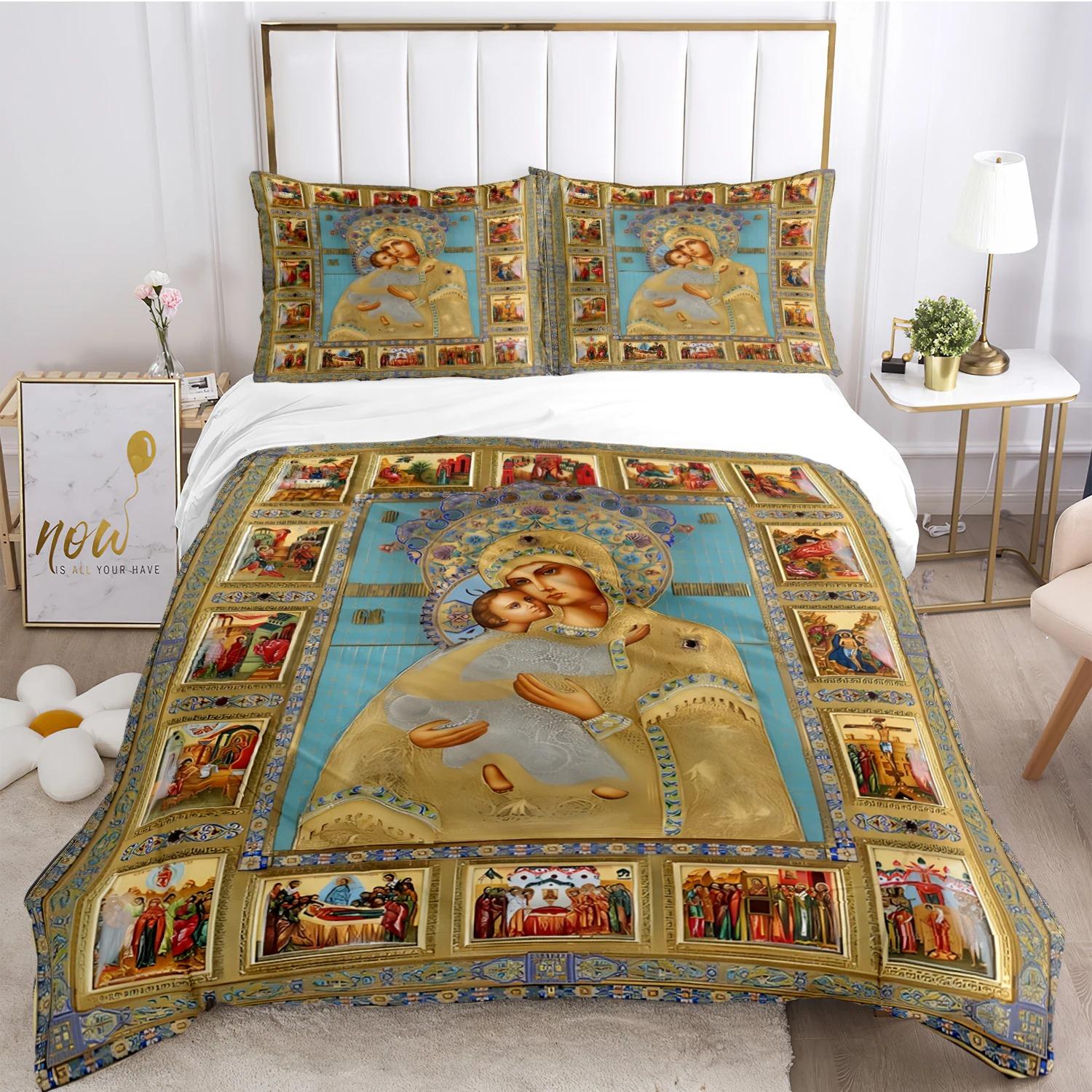 

Kind Blesed Virgin MMary All Season Duvet Cover Comforter Bedding Collection Soft Quilt Cover And Pillowcases Singledoublequeenking 70x133cm 2pcs