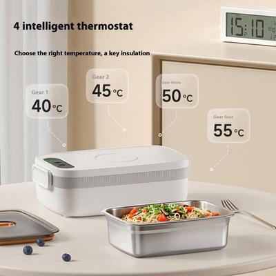 Cordless Electric Lunch Box 1000ml Capacity 4 Temperature Setting Rechargeable Food Warmers With Removable 304 Nonrust Steel Inn