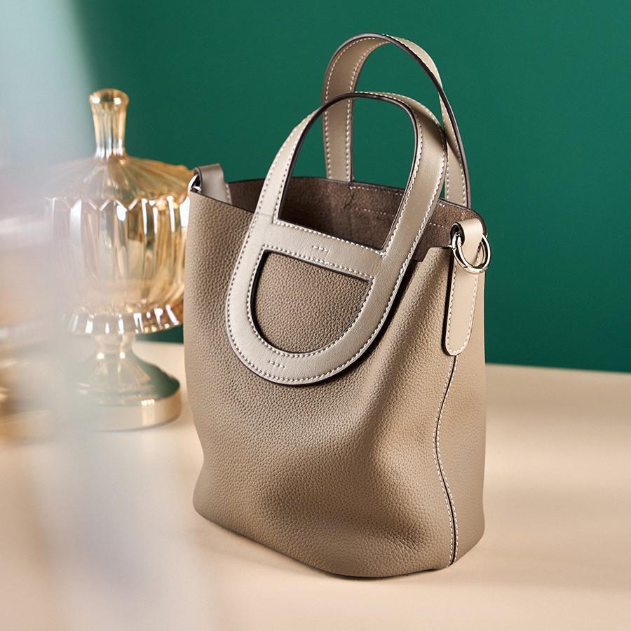 Top Layer Cowhide Pig Nose Bag 2025 New Versatile Handheld Basket Bag Genuine Leather Women's Bag Single Shoulder Crossbody Bag