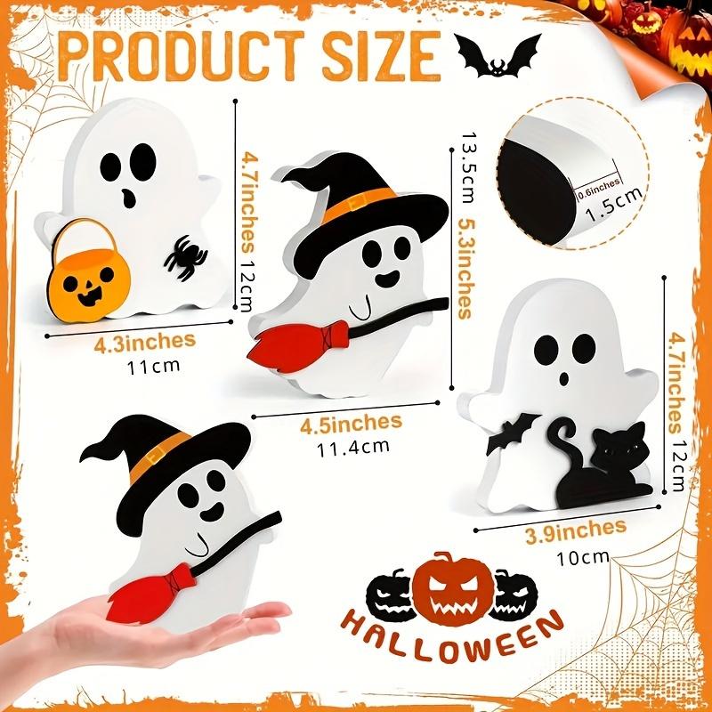 3pcs Cute Ghosts Halloween Indoor Decoration Set PVC Layered Tray Decoration Table Sign Pumpkin Pie For Party Home Shelf Display