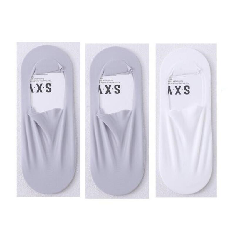 6 Pcs=3 Pairs Ultra-thin Men's Summer Ice Silk Boat Socks Male Shallow Mouth Silicone Invisible Socks Cotton Bottom