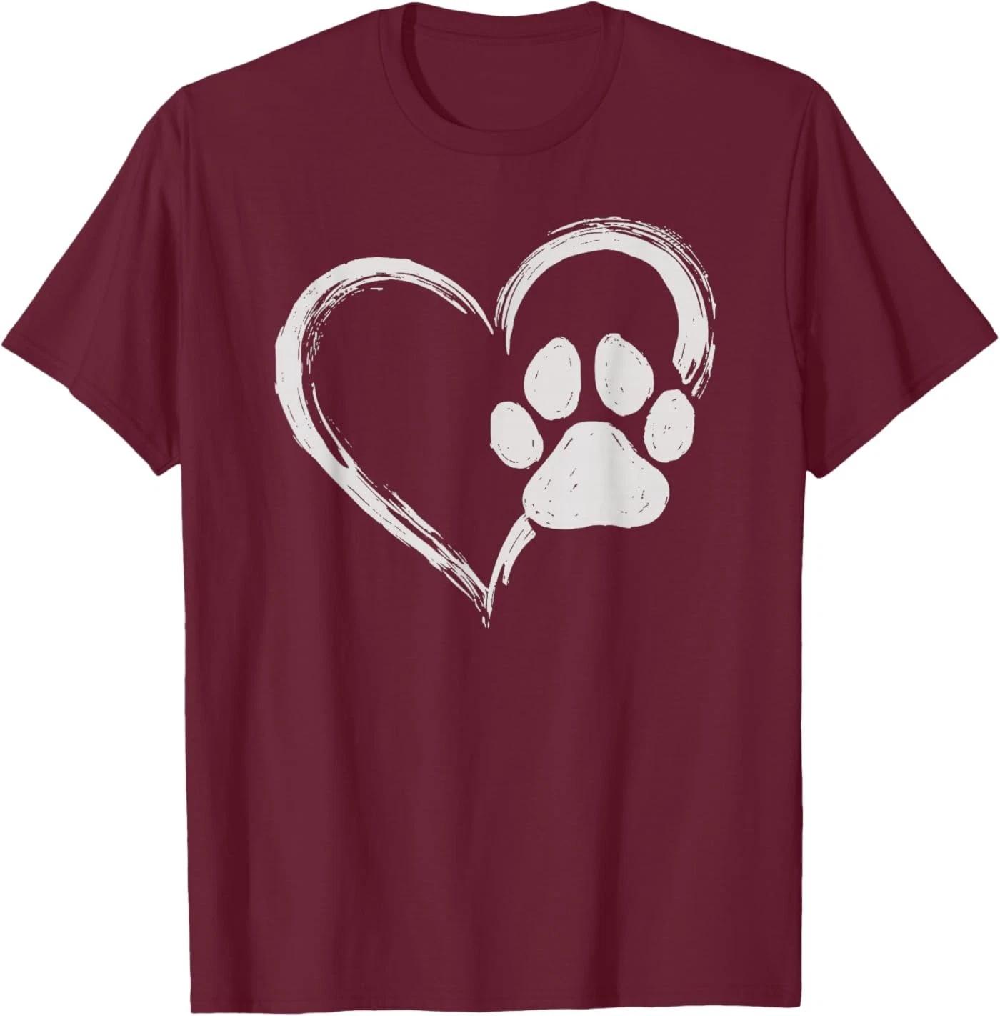 Cute Heart Paw Print Dog Mom Dog Dad Cute Dog Lover T-Shirt 3XL