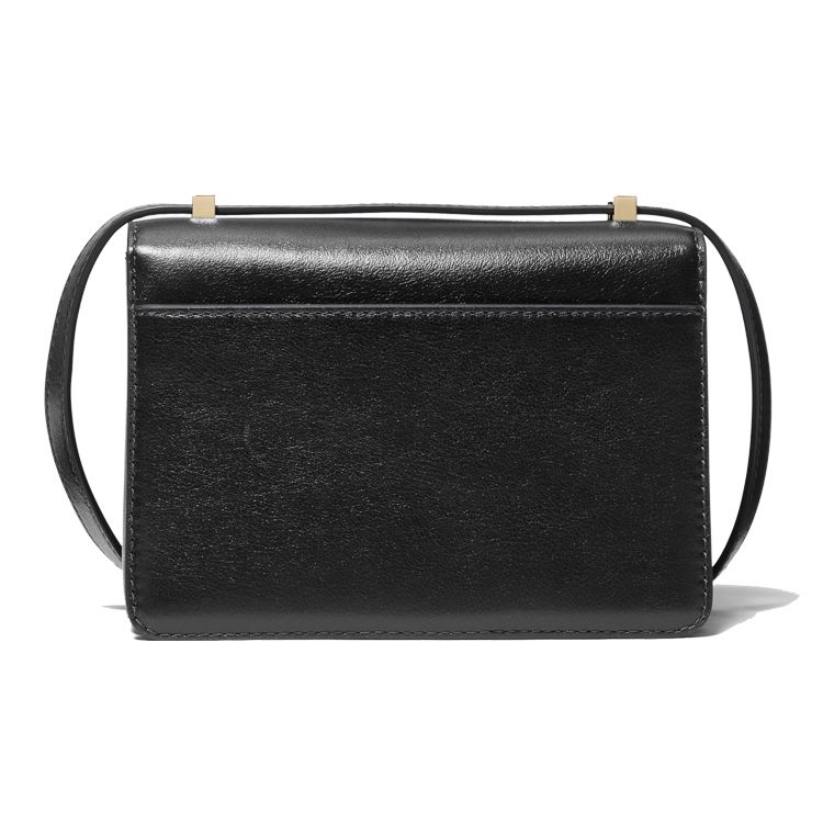 Michael Kors MK Hendrix Letter Logo Gold Buckle Solid Color French Minimalist Leather Crossbody Shoulder Bag Women Bags Black 32F0G1HC0L-001