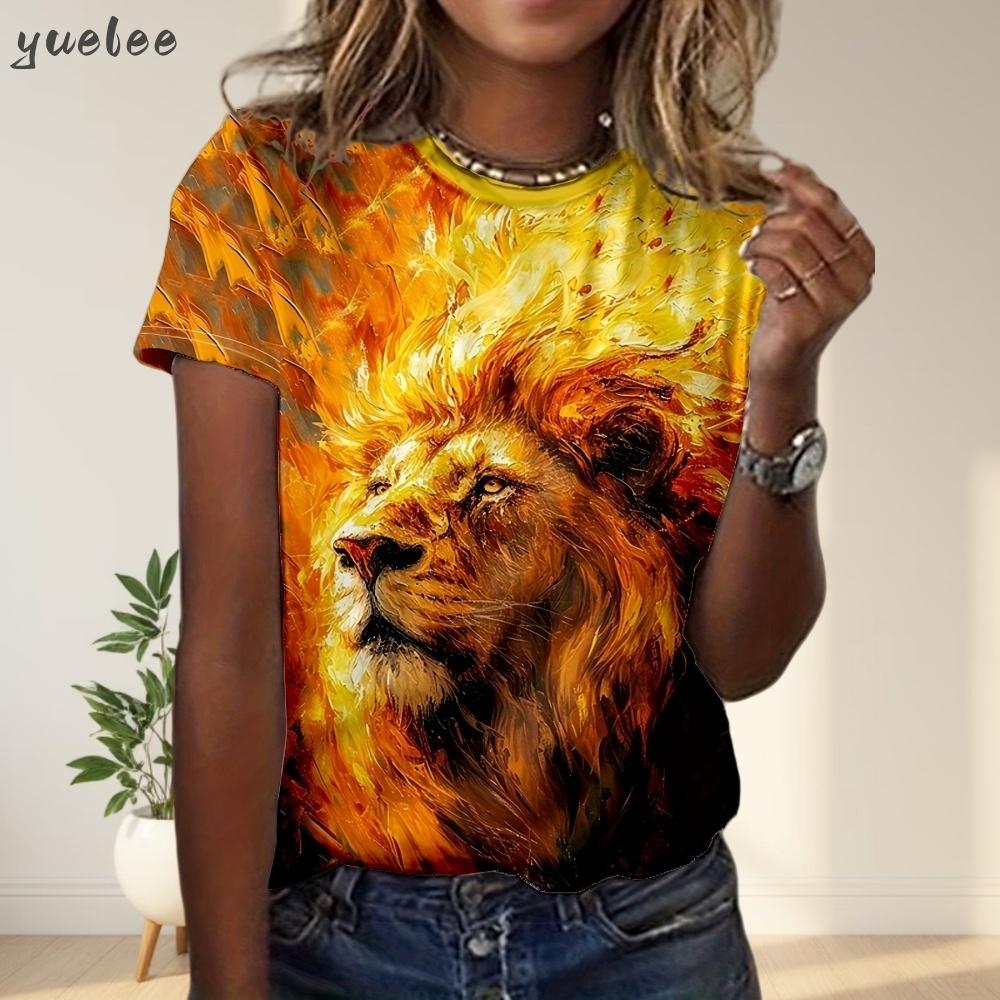 2025 Neues 3D-Tiger-Print Lockeres Damen-T-Shirt Sommer Lässiges Damen-Mode-T-Shirt Outdoor Neues Streetwear Damen Kurzarm-Oberteil