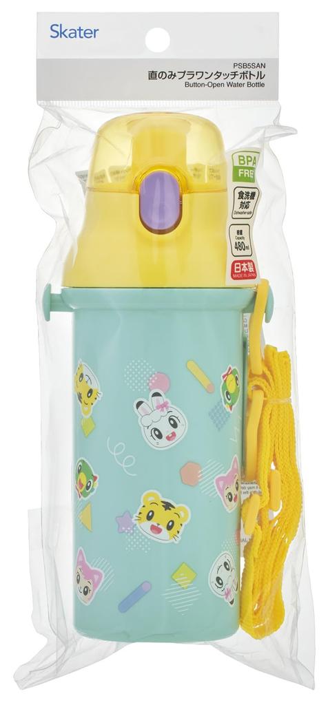 Skater Direct Drinking Water Dishwasher Made In Shimajiro POP Children's Bottle, Plastic, 480ml, One-Push Opening, Safe, Japan, Design, PSB5SAN-A