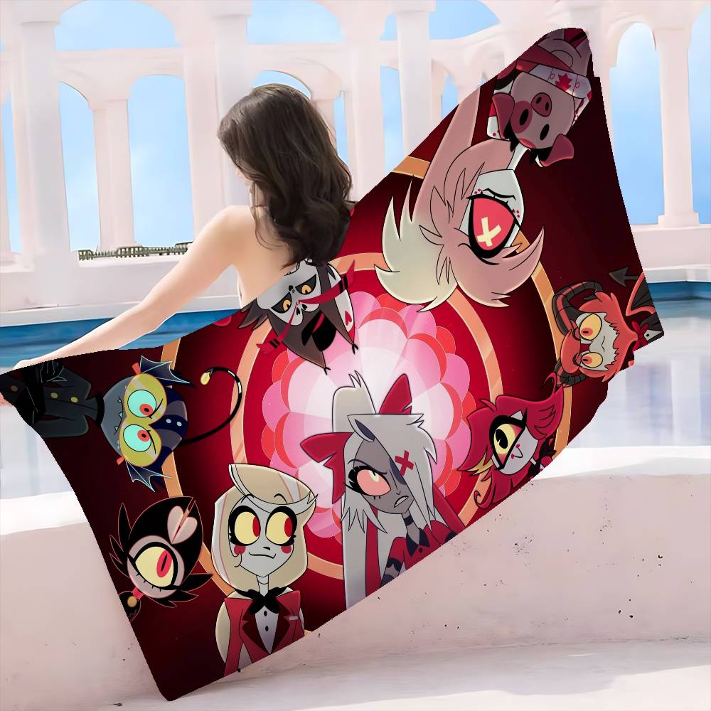 HazbinS H-Hotels Beach Towel Colorful Bath Towels For Girl Microfiber Quick Dry Sand Free Beach Yoga Spa Gym Pool