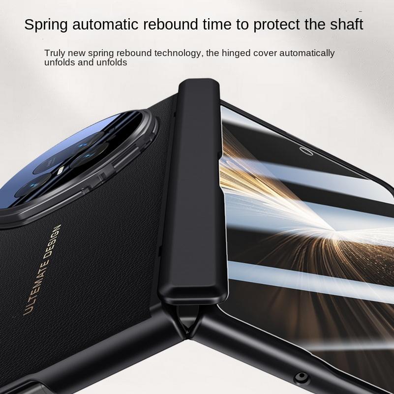Leather With Privacy Screen Tempered Glass Protector Case For Honor Magic V 5 Magic V5 Spring Hinged Camera Holder Cover