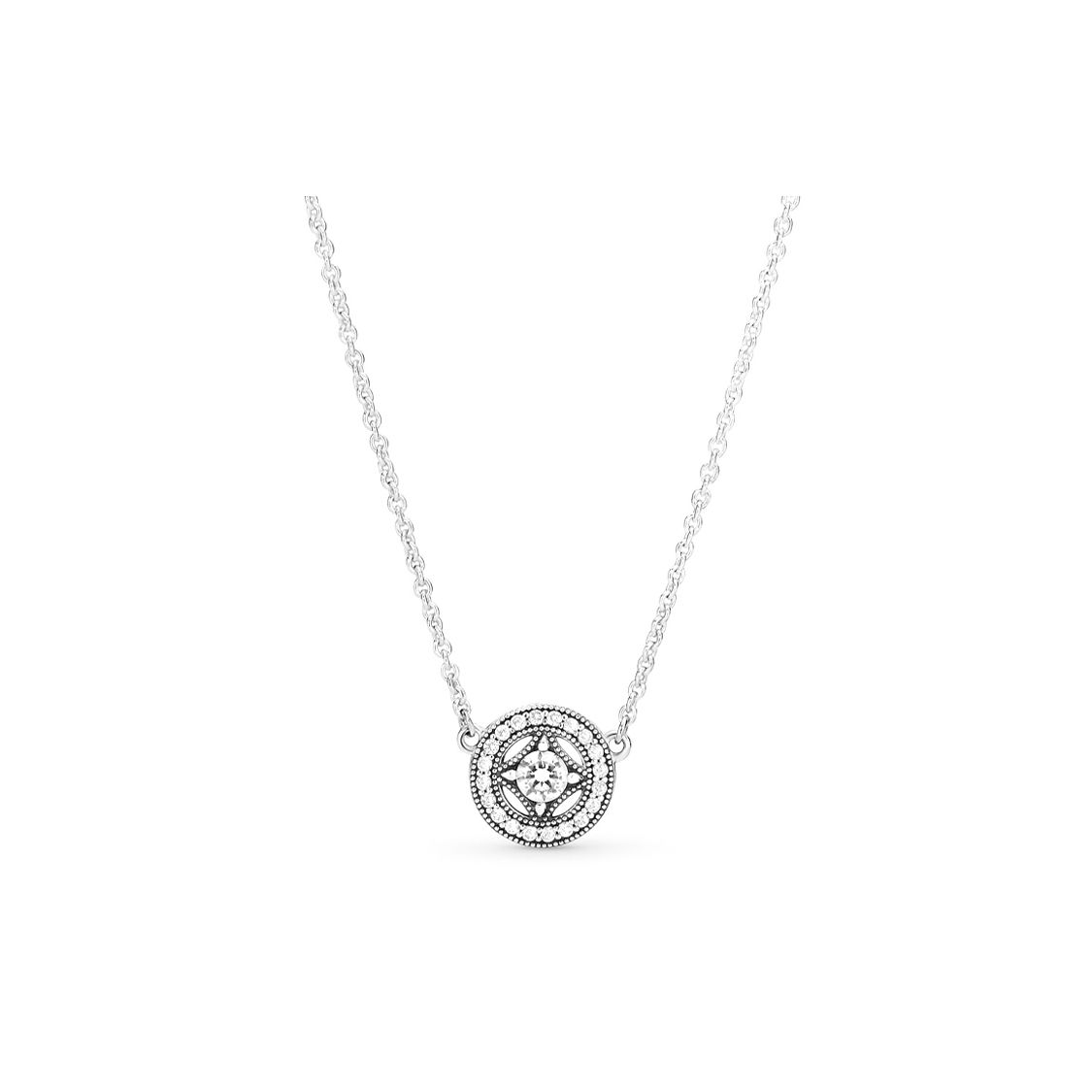

Pandora Vintage Round Short Necklace Women necklaces Silver 590523CZ Box