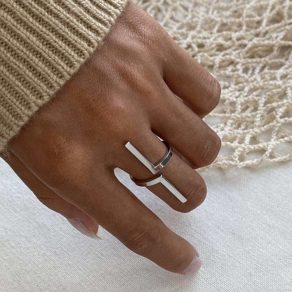 Yori elicate Stainless Steel One-Word Geometric Open Ring High Quality Finger Ring Gift for Women Exquisite Jewelry