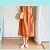 Luxurious Cotton Loose And Thin Dress For Women With Short Sleeves And Round Neck