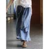 Damenjeans Schnürung Denim Weiter Bein Hosen Literarisch Retro Locker Lässig Gewaschene Hosen