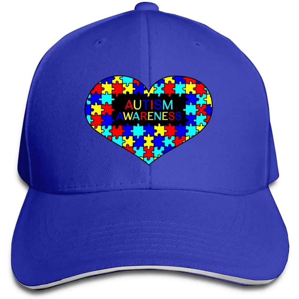 Unisex Love Heart Autism Awareness Baseball Cap Adjustable Hat Sandwich Cap Hip Hop Hats