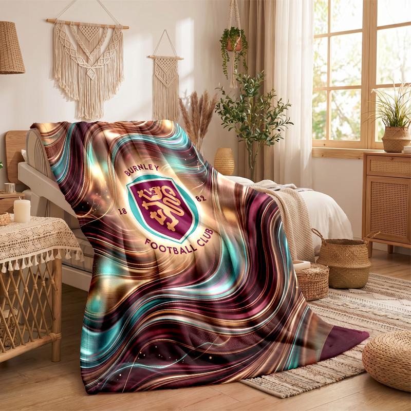 Burnley Football Print Flannel Blanket Soft Warm Sofa Bed Throw Blanket For Home Office Bedroom