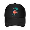 Whimsical Rainy Day Girl Silhouette Mesh Baseball Cap Polyester Forward Observations Hat Adjustable Golf Hat Summer