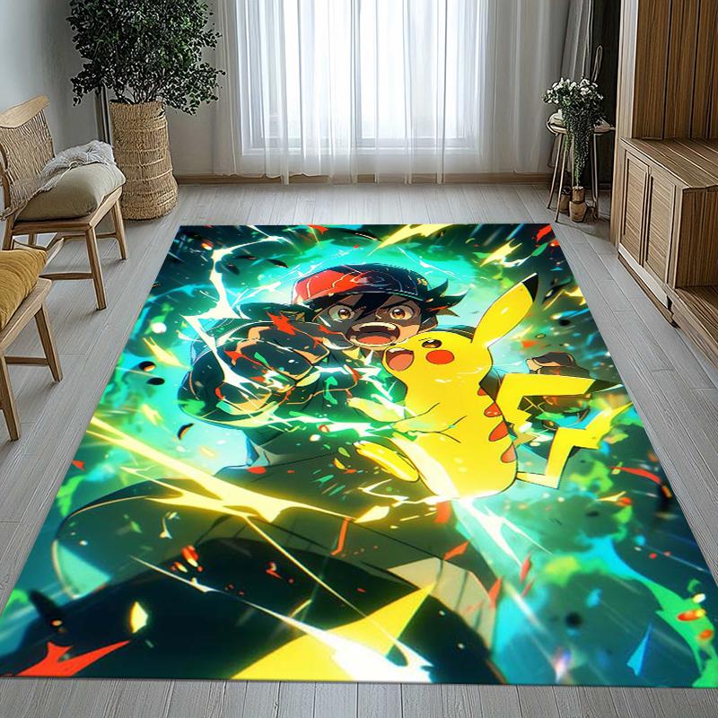 6 Style Pikachu Pokemon Living Room Non-Slip Area Rug Soft Carpet for Bedroom Kids Playroom Sofa,Home Decor Doormat Gift