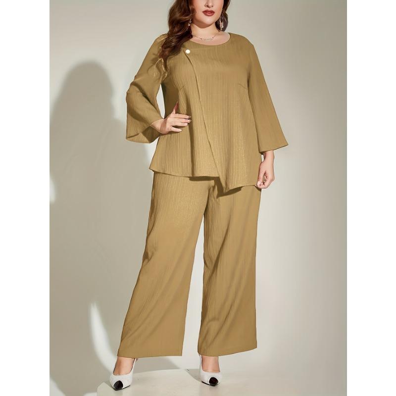 

Женский комплект из двух предметов большого размера, однотонный, Shake Shake Stripe 3XL верблюд