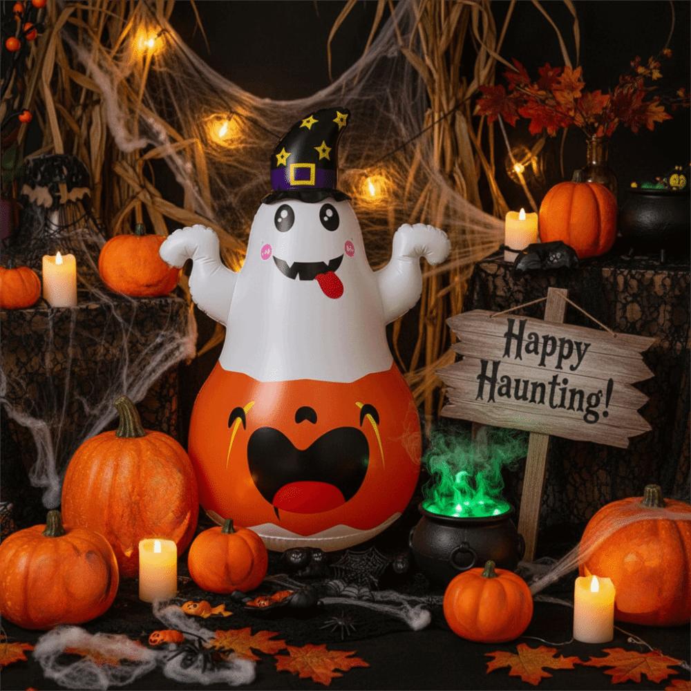 PVC Material Inflatable Pumpkin LED Light Inflatable Witch Hat Holiday Decoration