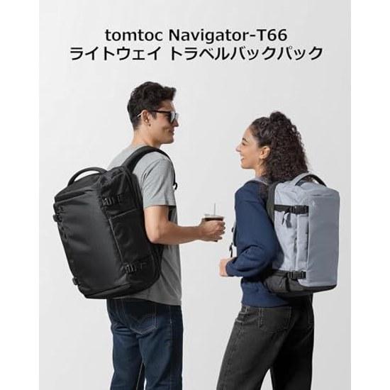tomtoc Travel Backpack Large Capacity 40L Carry-On Business Bag Rucksack Men Women Compatible 17.3-inch PC Multi-Functional Chest Strap Processing