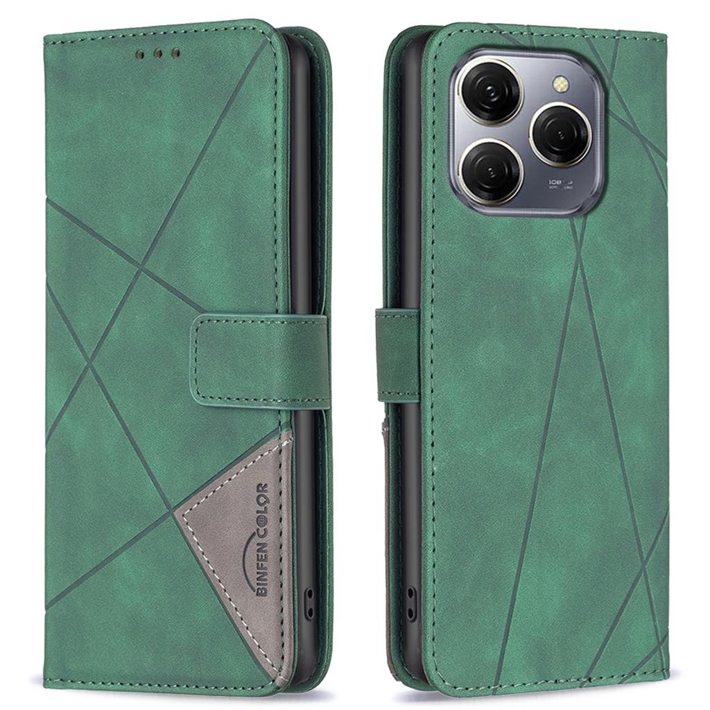 BINFEN COLOR For TECNO Spark 20 Pro 5G Phone Cases Wallet Stand Geometry Imprint Leather Cover