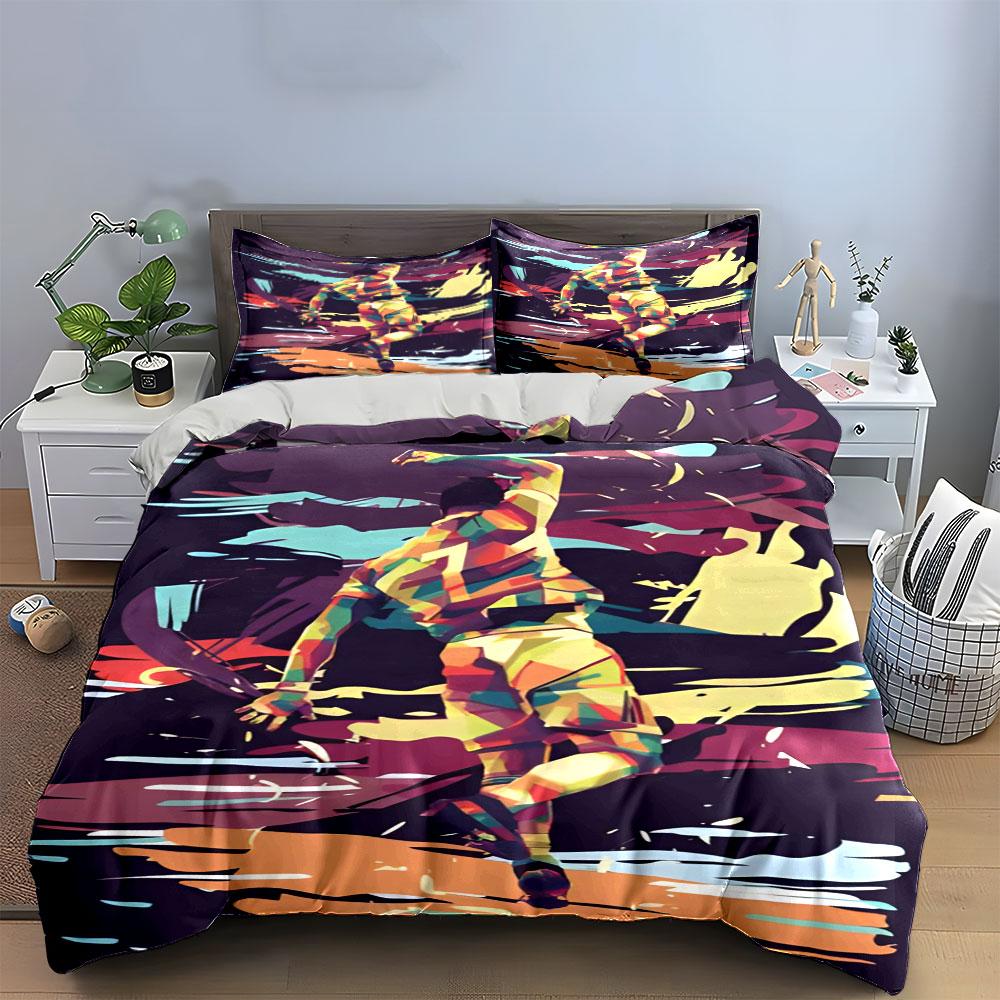 Colorful cricketer abstract illustration. Bedding sets Duvet cover sets Duvet covers Pillowcases(1 * Duvet Cover 2 * Pillowcases without duvet insert)