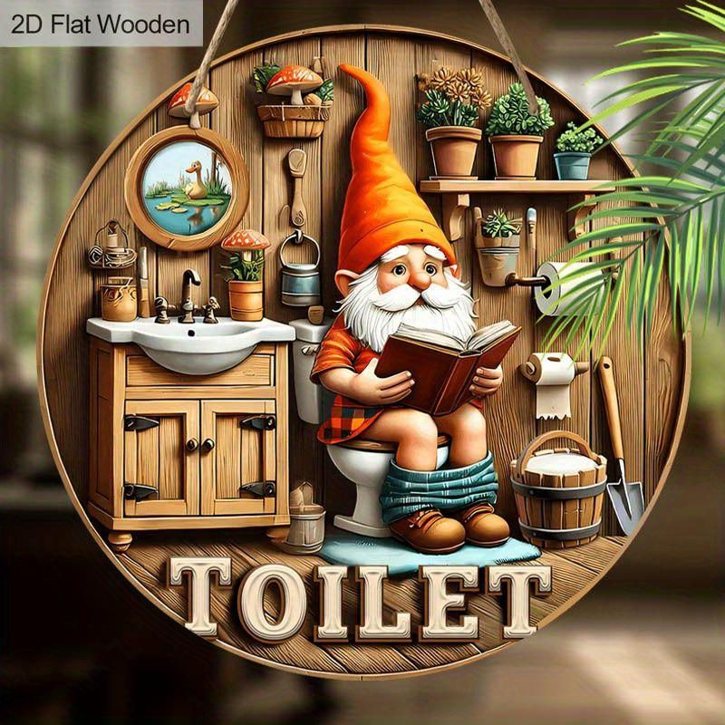 Interesting toilet decoration, wooden hanging decorative signs, bathroom wall or door decoration, 2D graphic products, housewarming gifts for friends