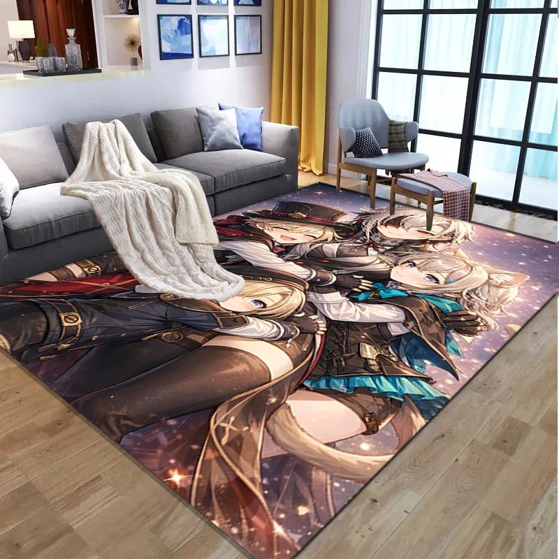 Genshin Impact Pattern Rug, Indoor/Outdoor Mat, for Picnic, Gameroom, Bedroom, Office, Living Room, Home Decor Carpet, Birthday Gift