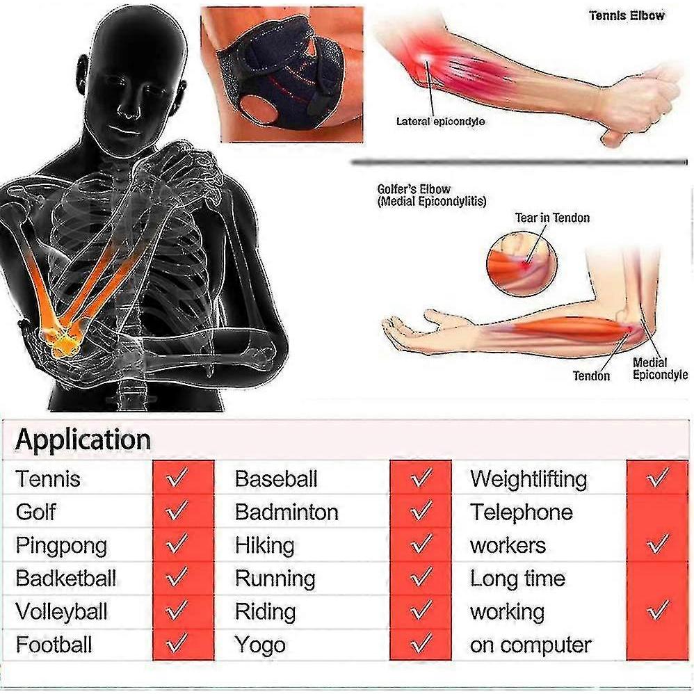 Tennis Golfer Elbow Support For Elbow Protector Elbow Brace Arm Guard Wrap - Lightweight And Adjustable - Elbow Arm Hook And Loop Strap Good For Elbow