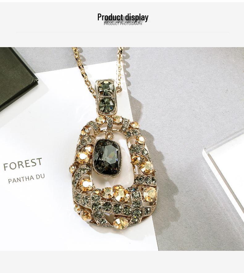 2025 Korean Style Crystal Sweater Necklace: Long Sparkling Diamond Pendant for Autumn & Winter