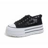Platform Canvas Shoes Women's Summer Mesh Hollow Breathable Board Shoes 2025 New Versatile Lace-up Round Head Mesh Shoes