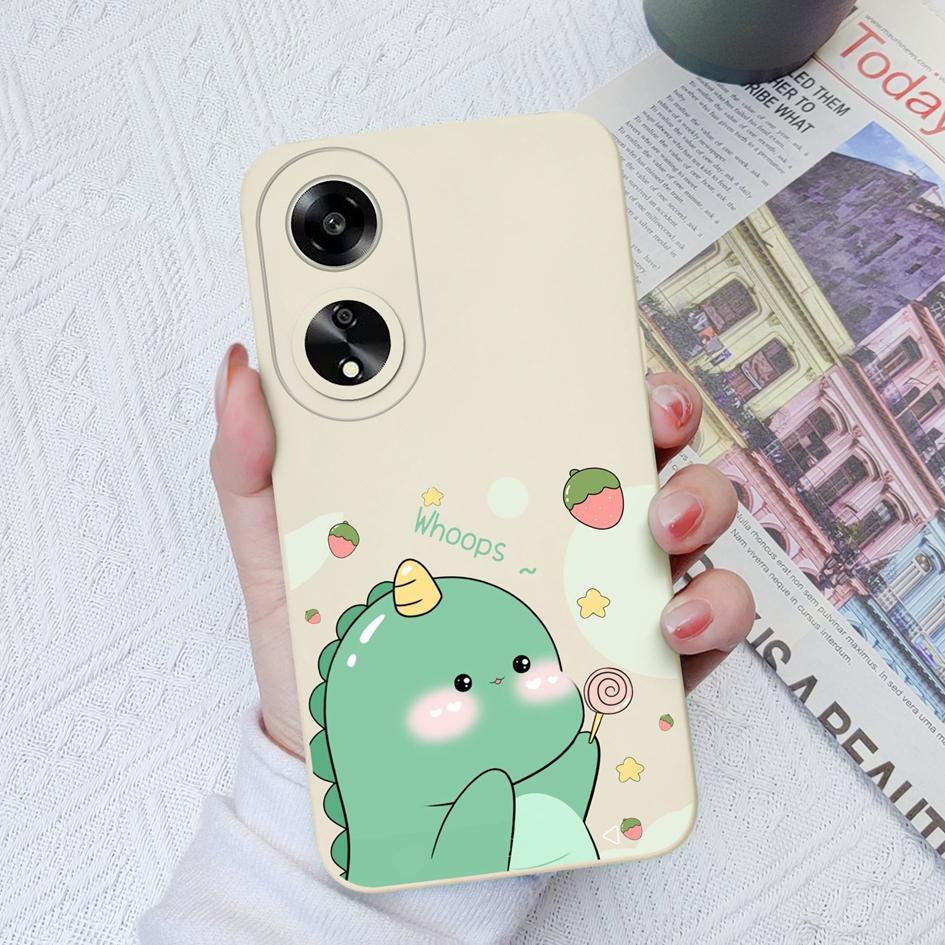Schutzhüllen für Oppo A15 A1K A7 A35 A55 A1 A52 A11, süßes Dinosaurier-Muster, weiches, glattes Flüssigsilikon, hochwertige Anti-Fingerabdruck-Hülle für Oppo Capa
