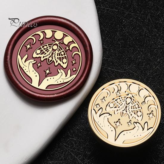 Handmade Letter Sealing Vintage European Magic Themed Wax Seal Stamp Head, Solid Brass Exquisite Wedding Invitation Engraved Head for Journal Envelope