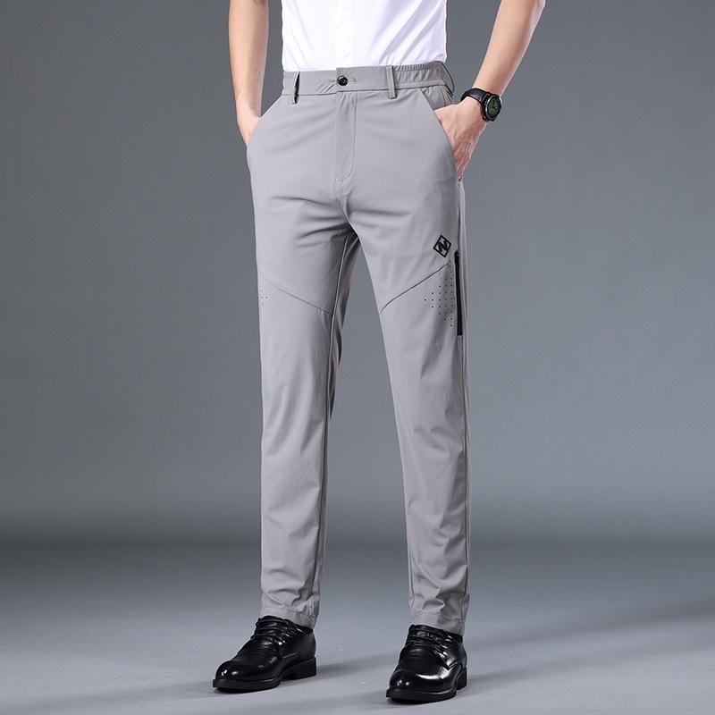 

Летние тонкие брюки из ледяного шелка, мужские повседневные брюки, свободные прямые спортивные брюки, мужские облегающие универсальные длинные брюки 38 светло-серый