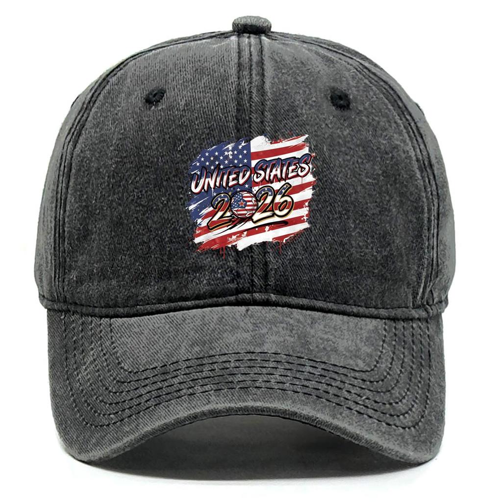 Sun Hat With 2026 Football Soccer "UNITED STATES" Flag Printed , Adjustable Sun Hat Raw Brim Slouchy Lightweight Vintage Sun Hat