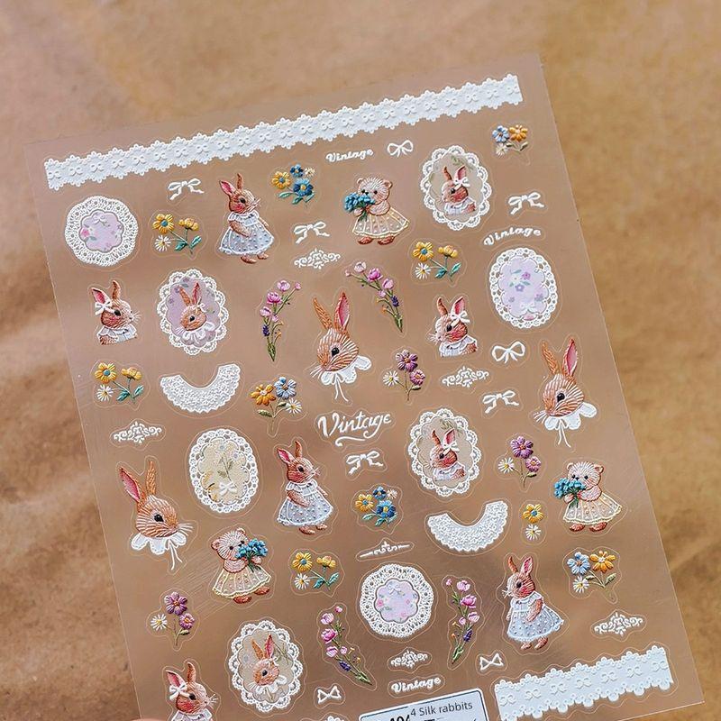 

Qiji Lace Photo Frame Rabbit Three-Dimensional Relief Nail Sticker Waterproof Nail Sticker Decorative Decals Ornament 4044 TS-4044 (stereo)