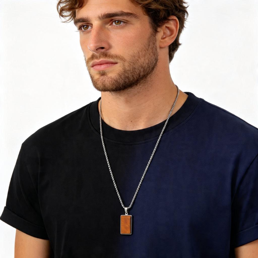 Trendy Men's Square Pendant Necklace,Casual Stainless Steel Dogtag Necklace,Birthday Anniversary Gift