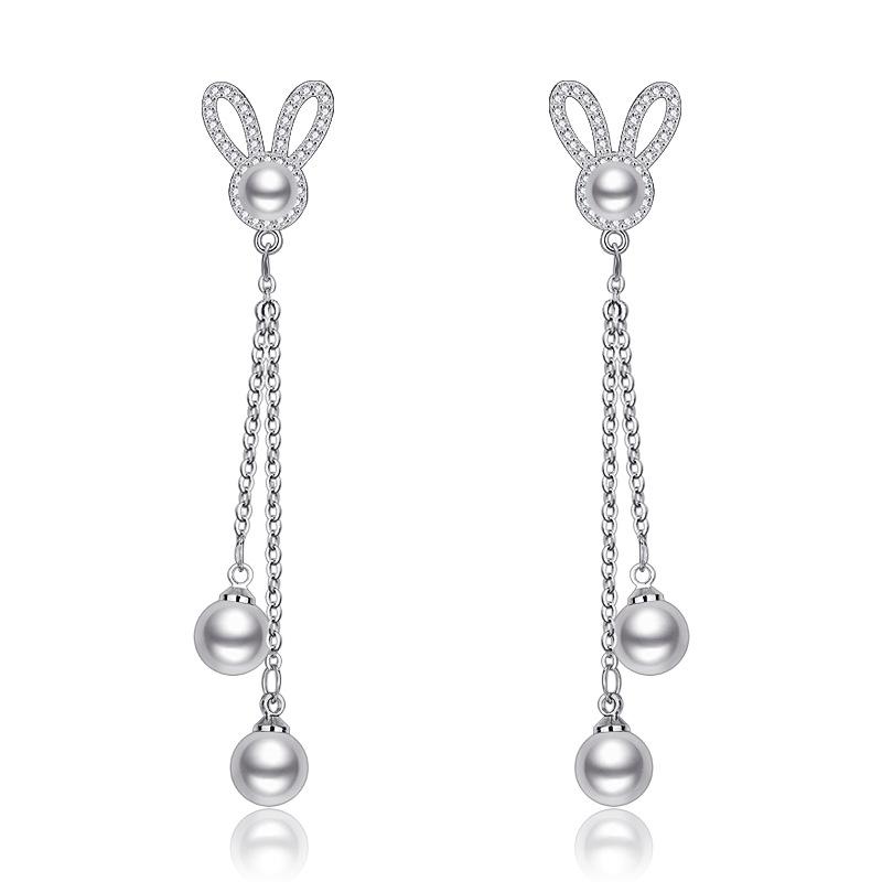 

Серьги Star Moon Rabbit для женщин, новые легкие серьги с жемчугом в виде кролика из ниши