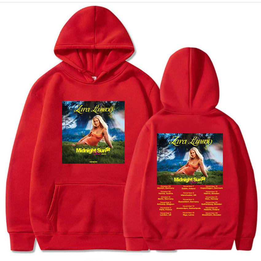 Midnight Sun Tour 2025 Hoodies Zara Larsson Singer Printing Sweatshirts Long Sleeve Fleece Hooded Pullovers Women Clothing Hoody