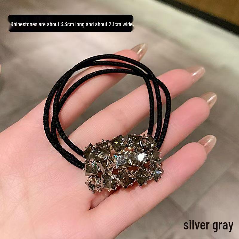 

Elegant Rhinestone Square Hair Tie for Women - Ponytail Accessory & Scalp Band