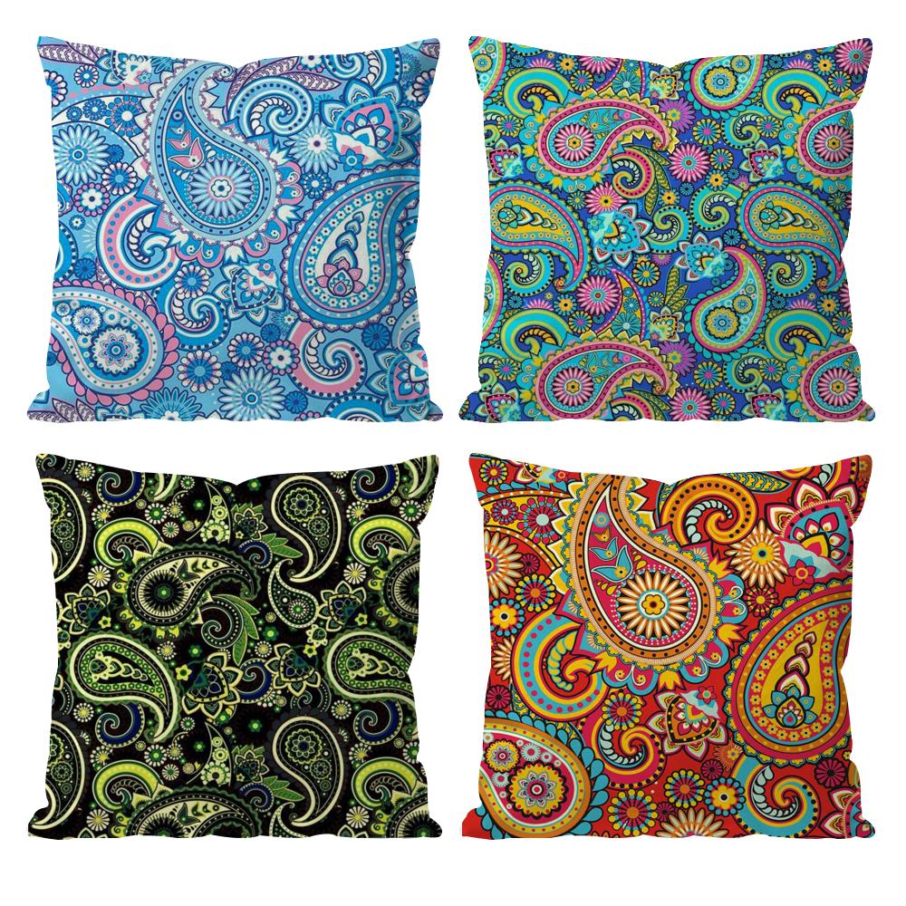 Painted Design P-PaisleyS Cushion Cover Pattern Printed Pillowcase for Living Room Sofa Cushion Cover & Bedroom Decor