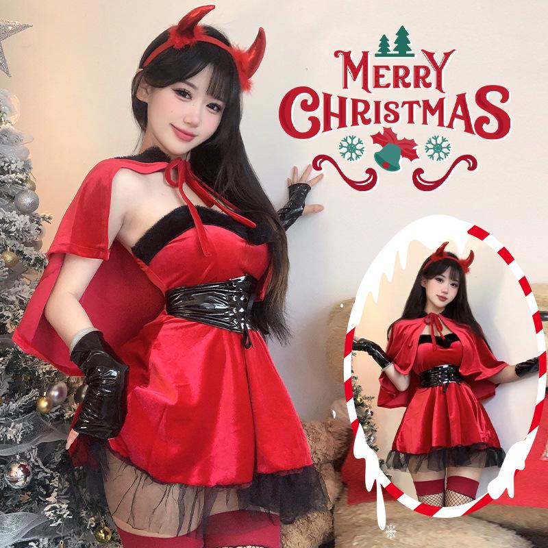 

Женское бархатное платье костюма дьявола на Хэллоуин от Domila для ночного клуба или сцены L