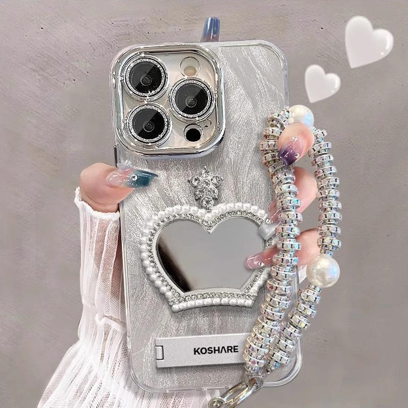 

Crown Makeup Mirror Suitable for IPhone17pro Mobile Phone Case Feather Yarn New Apple 15 Stand High End Feeling 16 14 iPhone 17promax