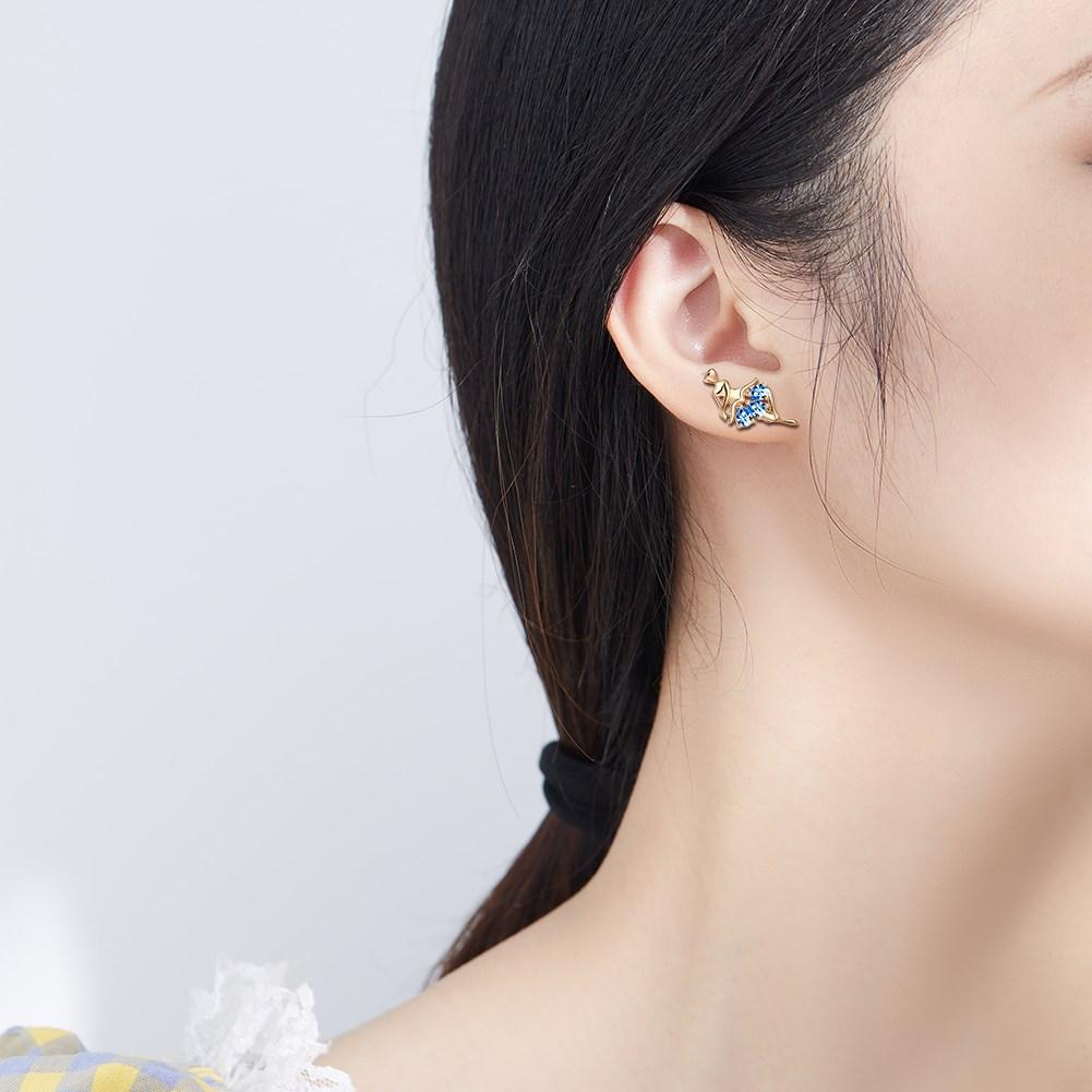 Umcho Stylish Drop Blue Zircon Earrings with Personalized Design Ballet Girl Earclasp