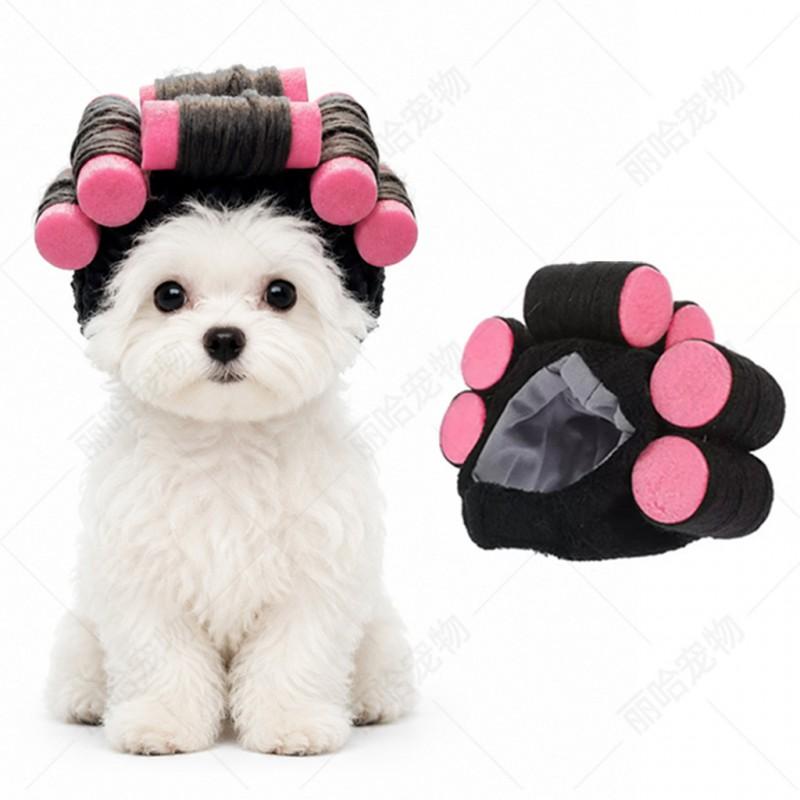 Pet Curler Hair Roll Headwear Funny Costume Cap Dogs Cats Party Festival Decor