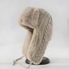 Extreme Warm Ushanka with Long Ear Covers, Super Thick Knit Winter Hat for Women, Windproof Skiing Cycling