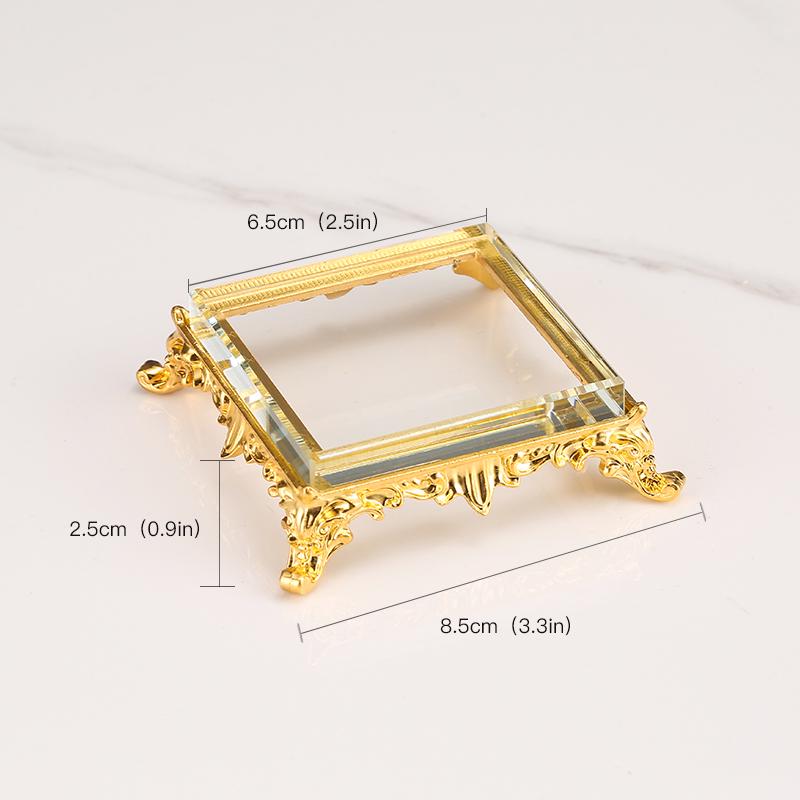 Pyramid Crystal Metal Ornament: Luxury Display Plate for Jewelry, Minerals, Figurines, & Wine
