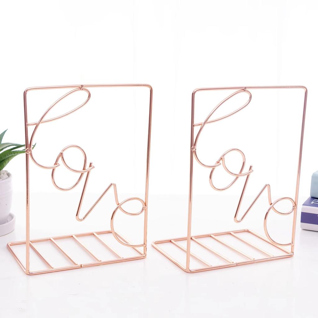 A Pair Iron Love Shaped Book Stand Study Accessories Book Storage Rack Holder Bookends For Office Home School Organizer Supplies