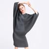 Lingying 6569 Midi Plisse Kleid - Übergröße Damenbekleidung für Frühling & Herbst 2025, Lockere Passform