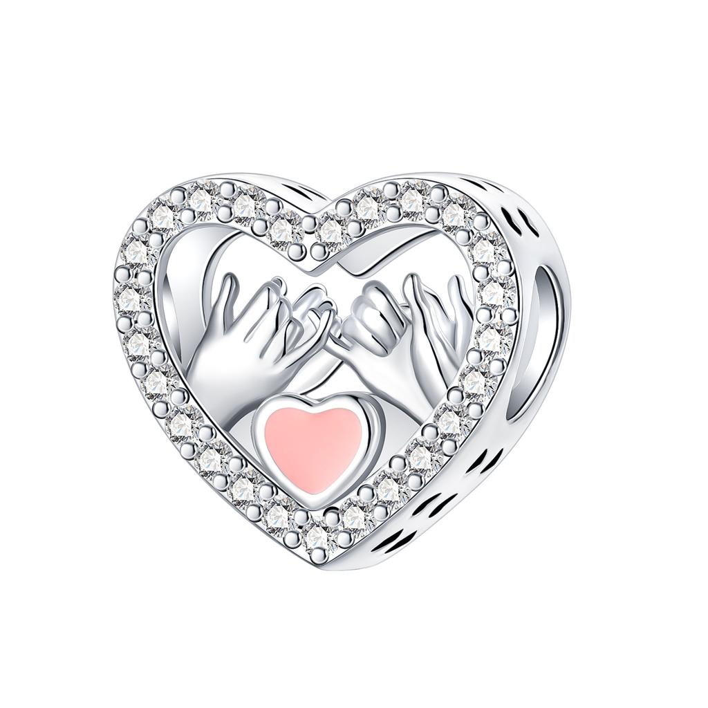 Boy Girl Pendant Heart-Shaped Flower Zircon Beads Jewelry Beads For Original Bracelet Plata De Ley Boutique Charms Gift